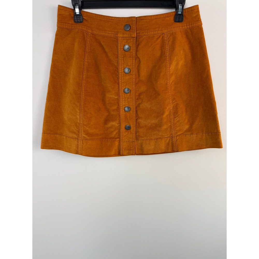 Madewell Corduroy Mini Skirt Womens Size 8 Orange Button Front High Waisted